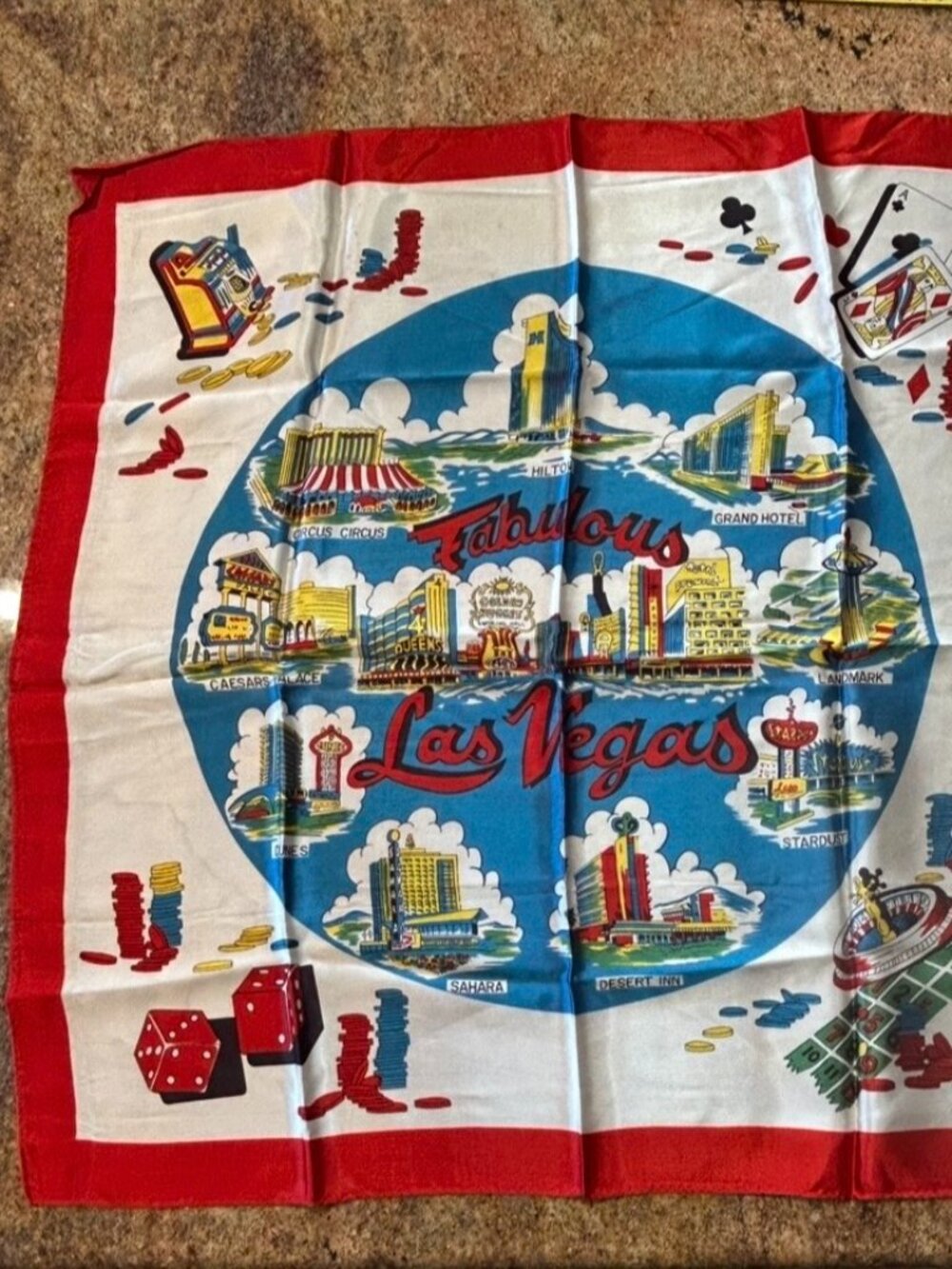 Fun Vintage "Fabulous Las Vegas" Scarf Made in Japan